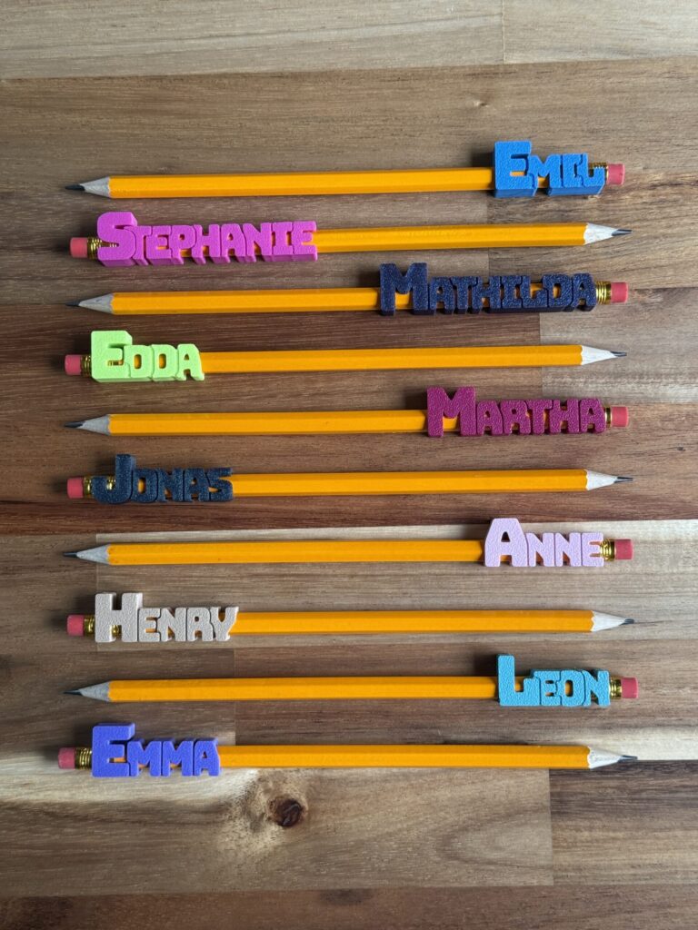 Personalisierter Namensclip für Bleistifte